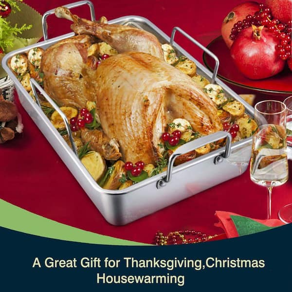 ロースティングパン JFVKAF 16 qt. Silver Stainless Steel Roasting Pan with Rack