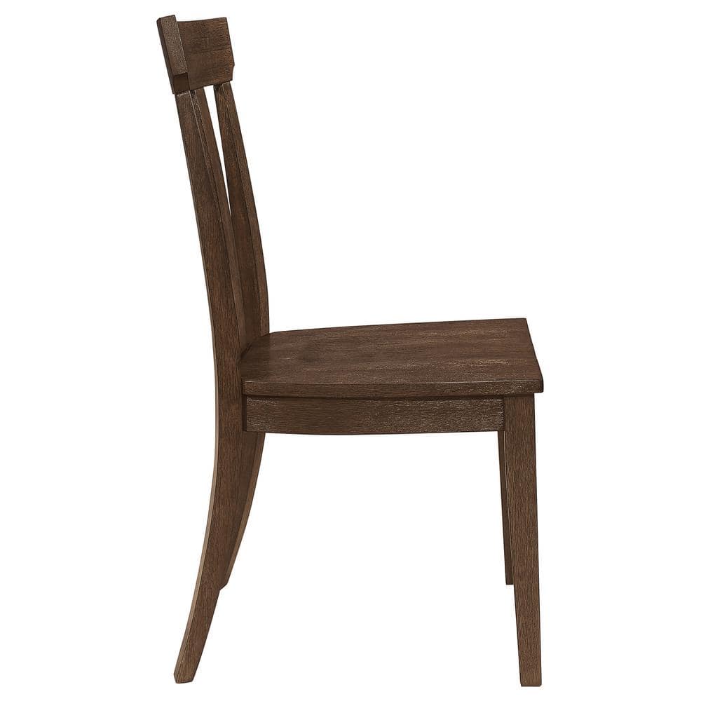 Brown Oak High Slat Back Wood Side Chair