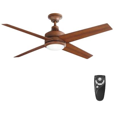 Mercer 52 in. LED Indoor Distressed Koa Ceiling Fan with Light Kit and Remote Control