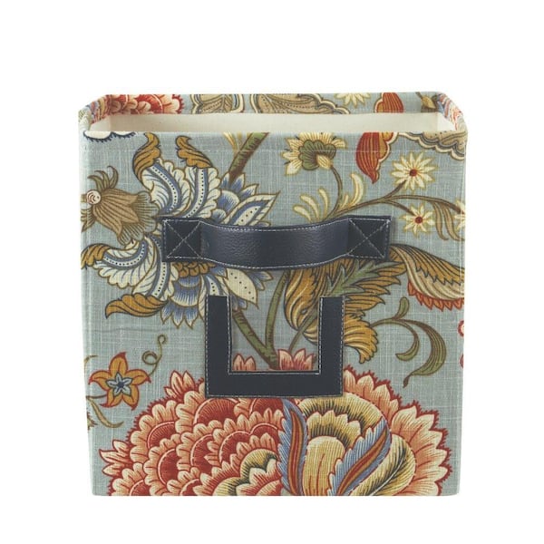 Home Decorators Collection 10.75 in. W x 11 in. H Meadowlark Surf Fabric Storage Bin with Handle