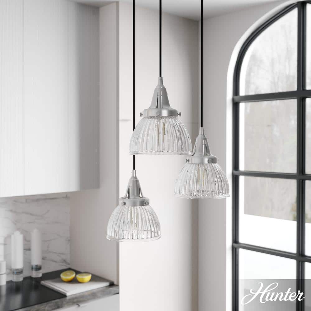 Cypress Grove 3 Light Brushed Nickel Waterfall Chandelier with Clear Holophane Glass Shades Kitchen Light price history on PriceWatchPro