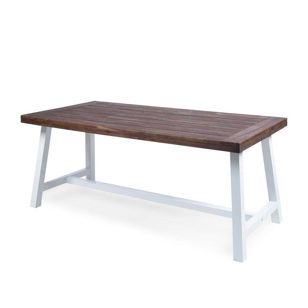 "Wood Outdoor Dining Table with White Rustic Metal Frame-70"" Weather-Resistant Patio Table for Garden & Backyard" price history on PriceWatchPro