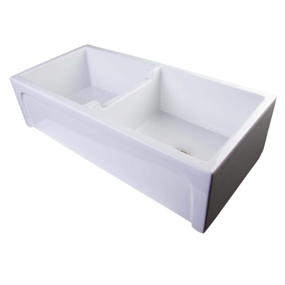 Arched Farmhouse Apron Fireclay 39 in. Double Basin Kitchen Sink in White price history on PriceWatchPro