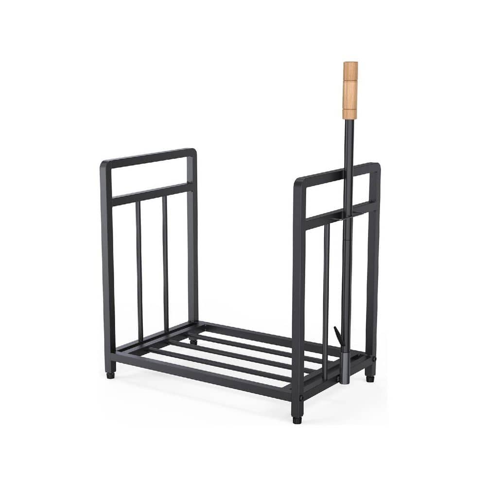 17 in. Heavy Duty Outdoor Compact Firewood Rack with Fire Blower ...