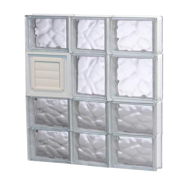 Clearly Secure 21.25 in. x 25 in. x 3.125 in. Frameless Wave Pattern Glass Block Window with Dryer Vent