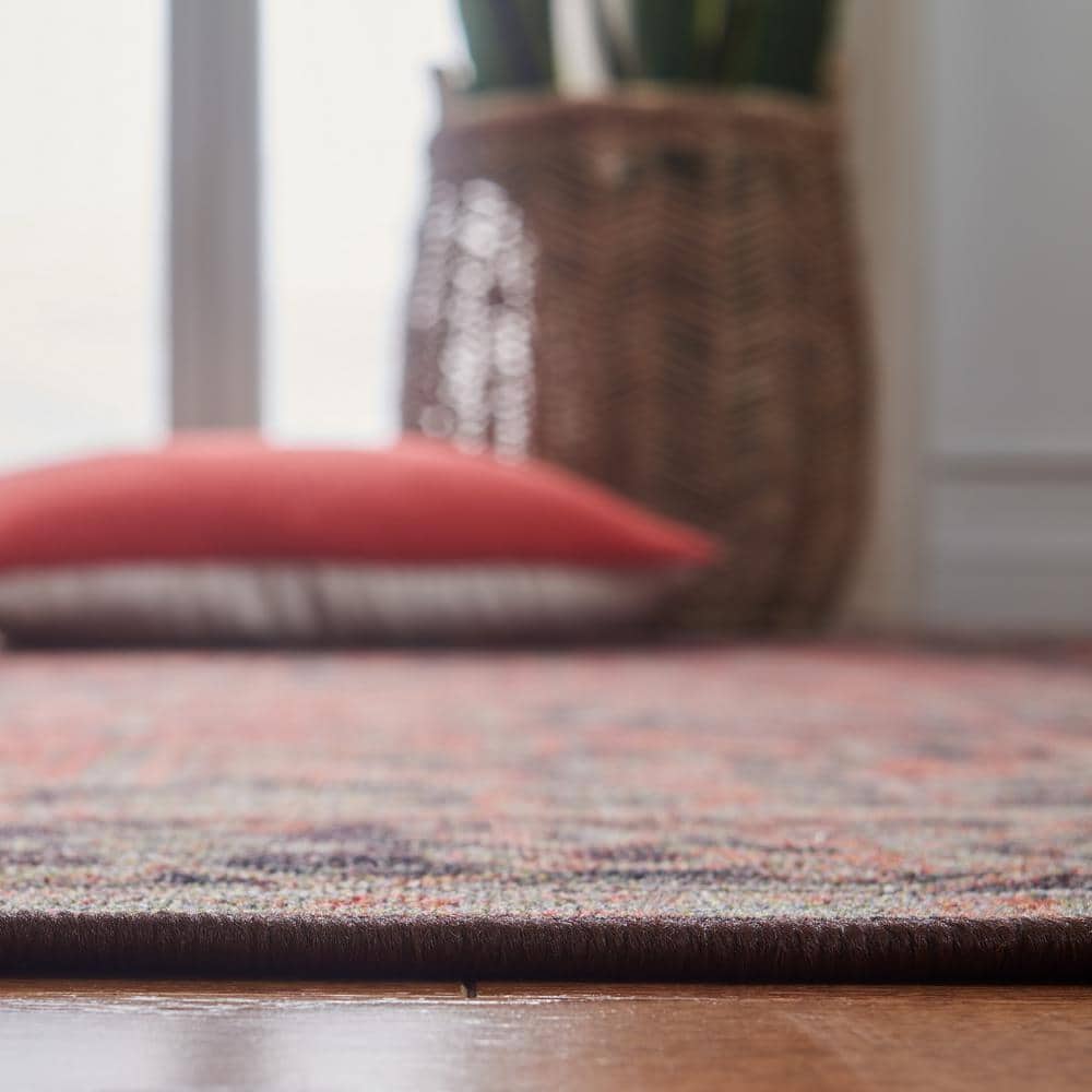 Journey Red and Navy Synthetic Washable Runner Rug