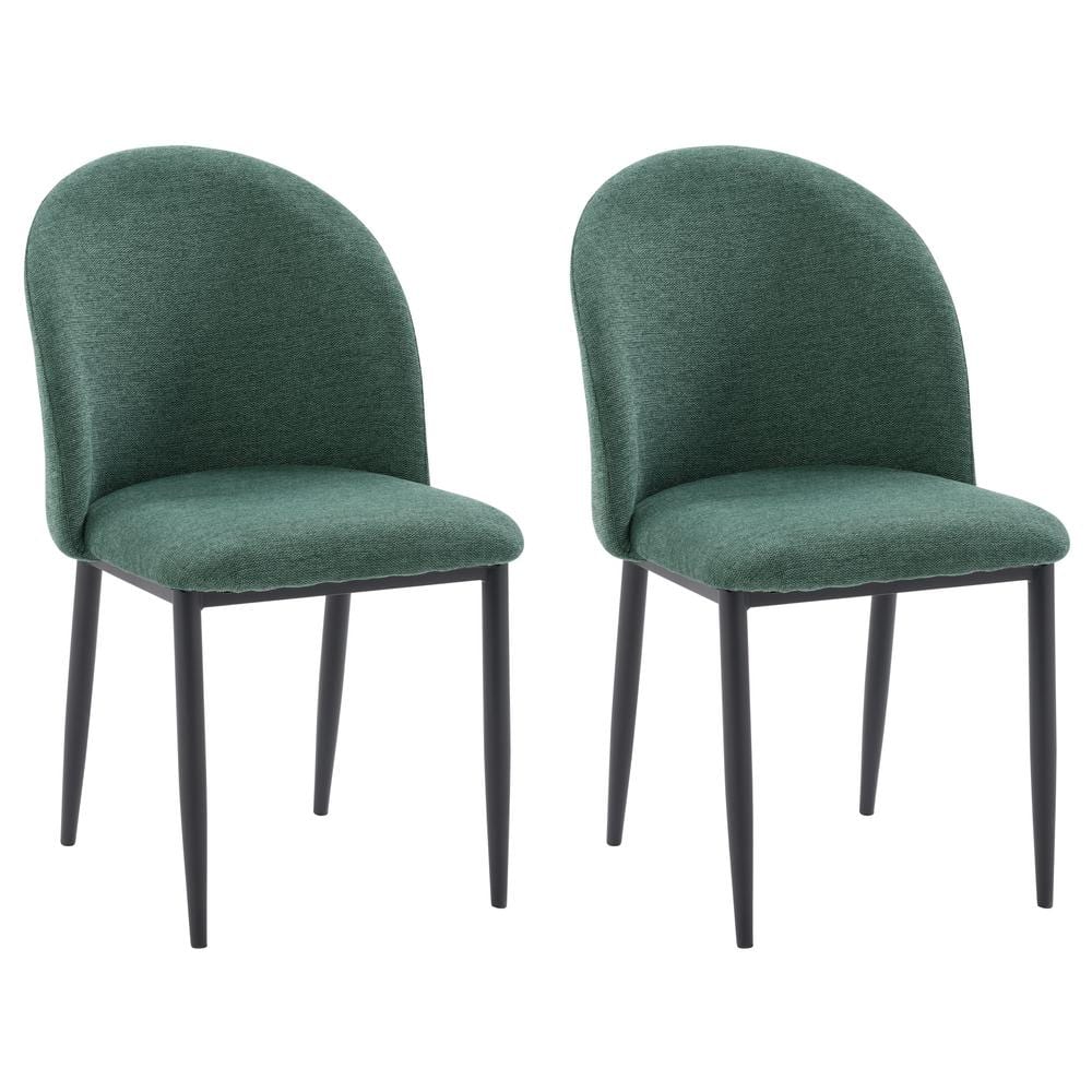 CorLiving Nash Dark Green Round Back Side Chair with Black Legs (Pair of 2) -  DDW-407-C