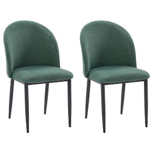 Nash Dark Green Round Back Side Chair with Black Legs (Pair of 2)