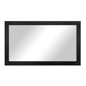 (33 in. W x 60 in. H) Black Hardwood Rectangle Mirror with Decorative Corner Bracket