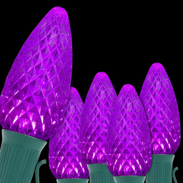 Wintergreen Lighting OptiCore 24 ft. 25-Light Purple LED Faceted C9 String Light Set