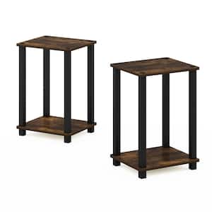 Simplistic 13.4 in. Amber Pine/Black Small End Table, Set of 2