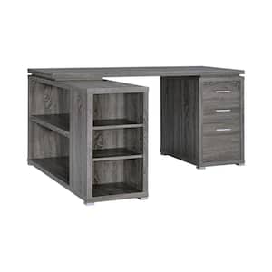60 in. Rectangular Gray 3 Drawer Computer Desk with File Storage
