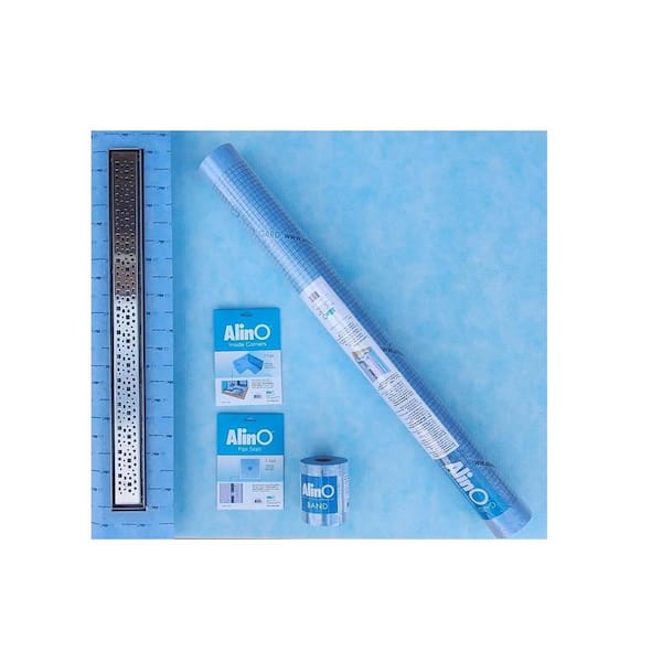 60 in. x 72 in. Linear Wall/End Drain ShowerKit 54 in. 2-in-1 (Stainless steel/Tile Insert) Bright Clear Drain (Chrome)