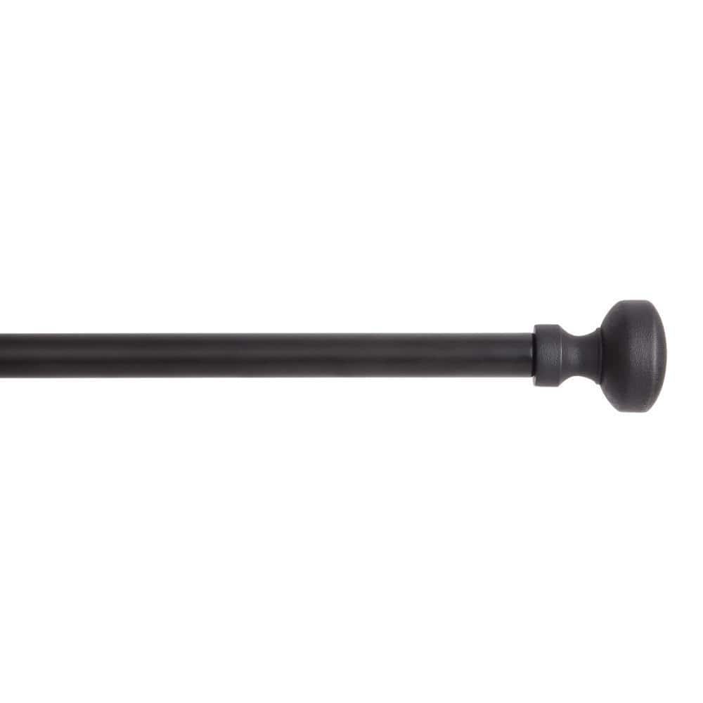 Solid Curtain Rods TOWN & COUNTRY LIVING Modern Rounded Cap 66 in.-120 in. Matte Black ...