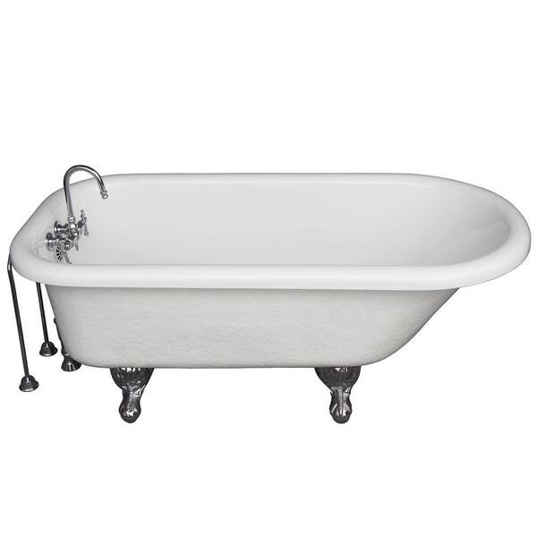 Barclay Products 5.6 ft. Acrylic Ball and Claw Feet Roll Top Tub in White with Polished Chrome Accessories