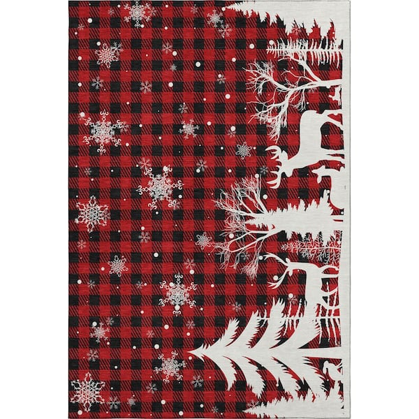 Mayfield Premium Machine Washable Abstract AMF1824 Red 10 ft. x 14 ft. Area Rug