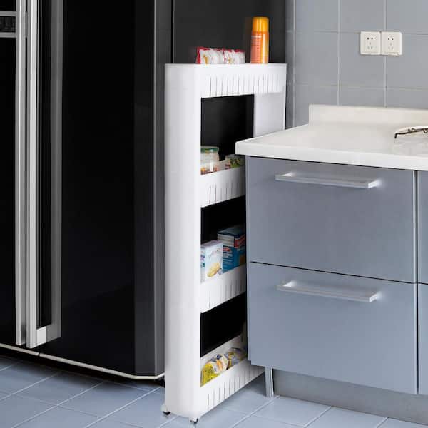 Slim Slide Out White Kitchen Cart