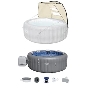 Santorini 7-Person Air Jet Inflatable Hot Tub with Canopy Spa Accessory, PVC