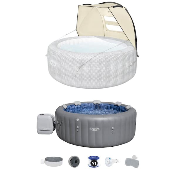 Bestway Santorini 7-Person Air Jet Inflatable Hot Tub with Canopy Spa ...