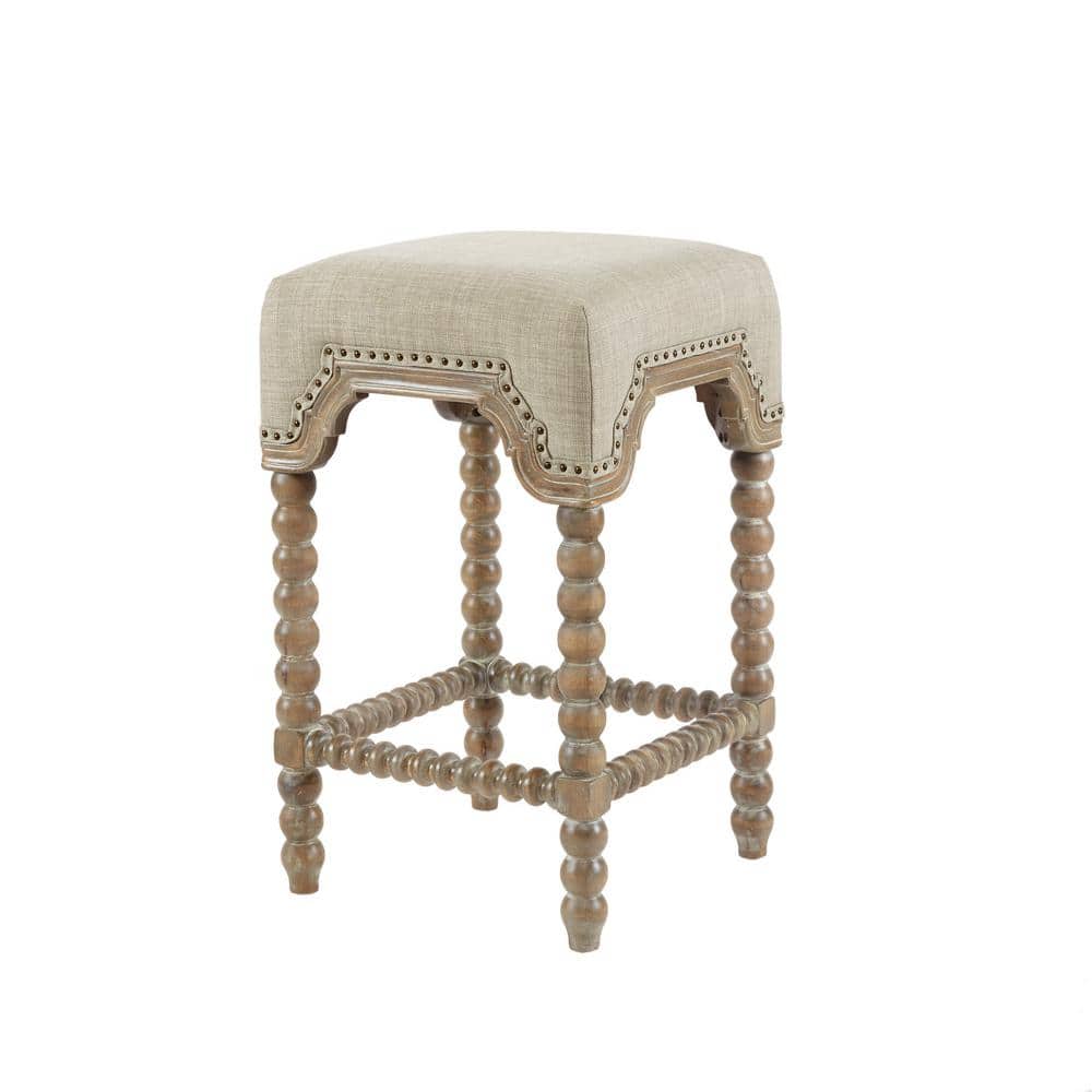 Elegant Farmhouse Grey Wood and Metal Counter Stool