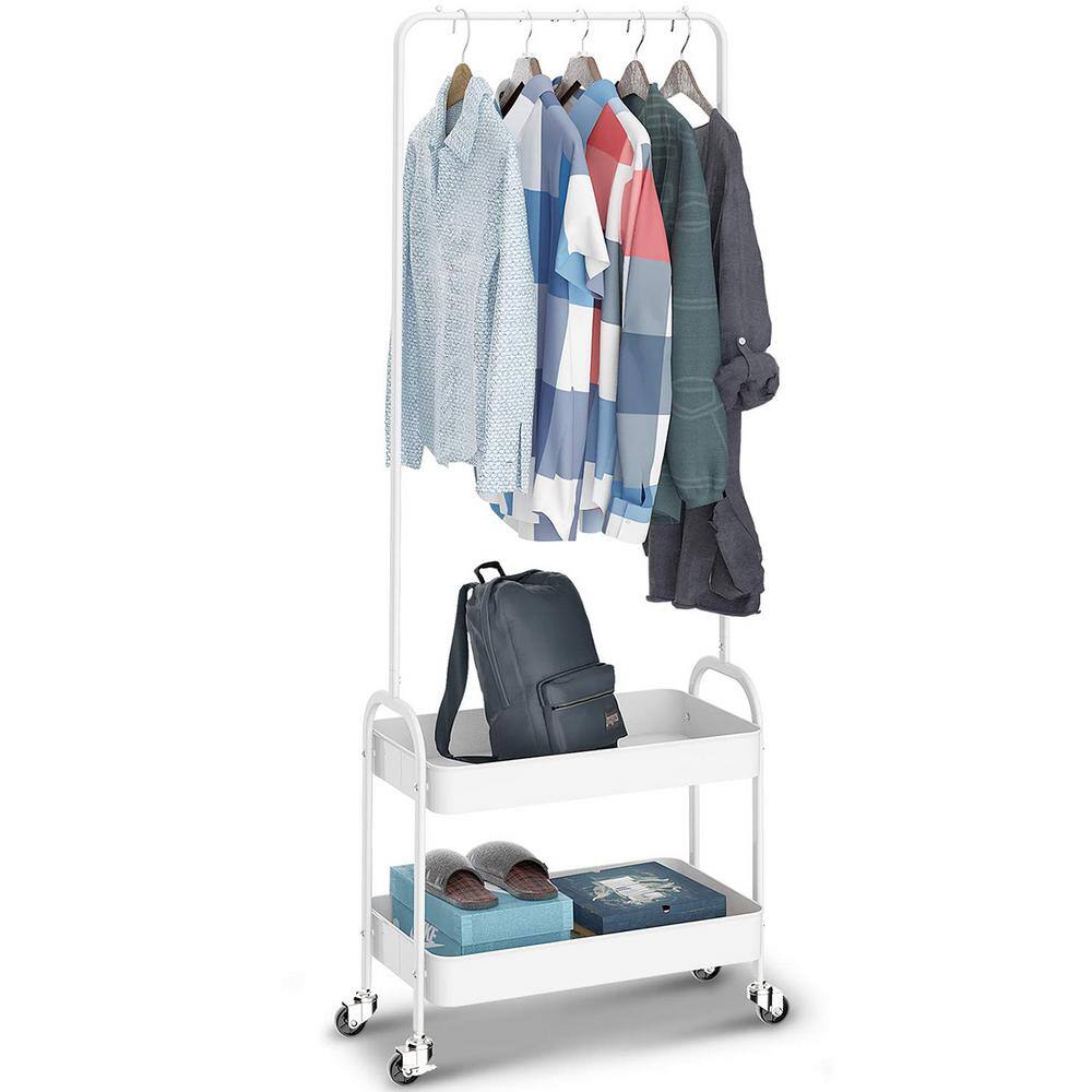 White Metal Garment Clothes Rack 20.6 in. W x 60.2 in. H rack-127 - The ...