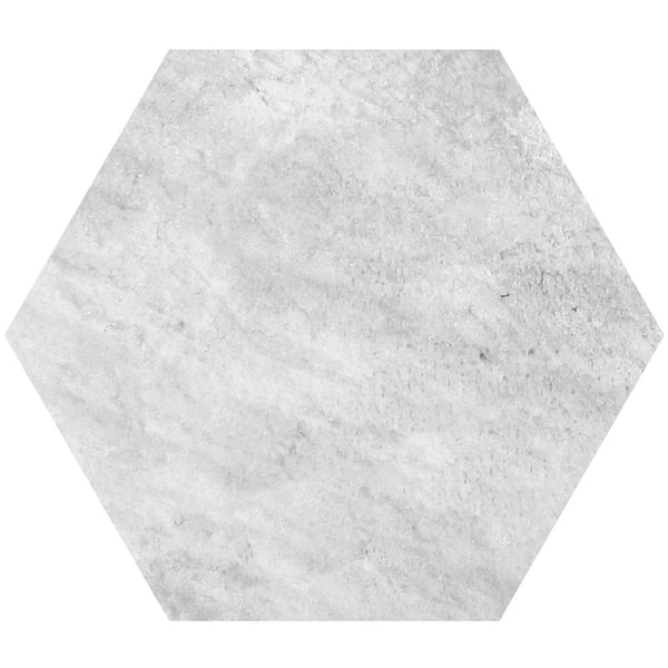 MJSI 23 in. x 20 in. x 0.75 in. Quartzite White Hexagon Porcelain Paver