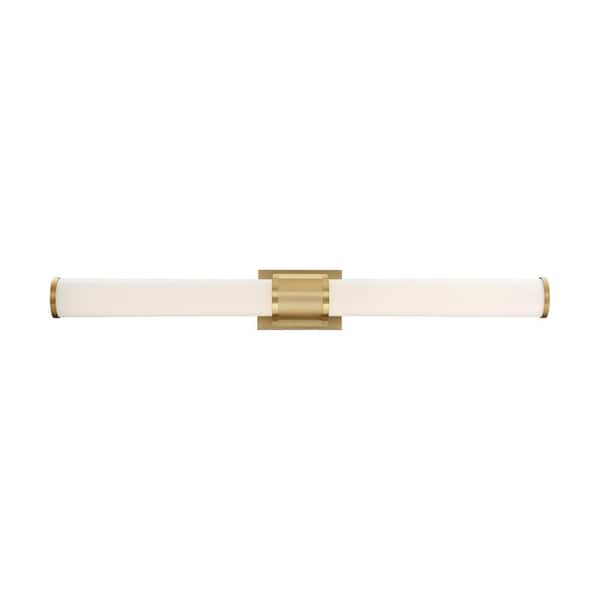 SATCO Caper 36 in. 3-Light Brushed Brass LED Vanity Light Bar