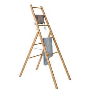 Bamboo Clothes Drying Ladder Rack, 25"W x 63"H