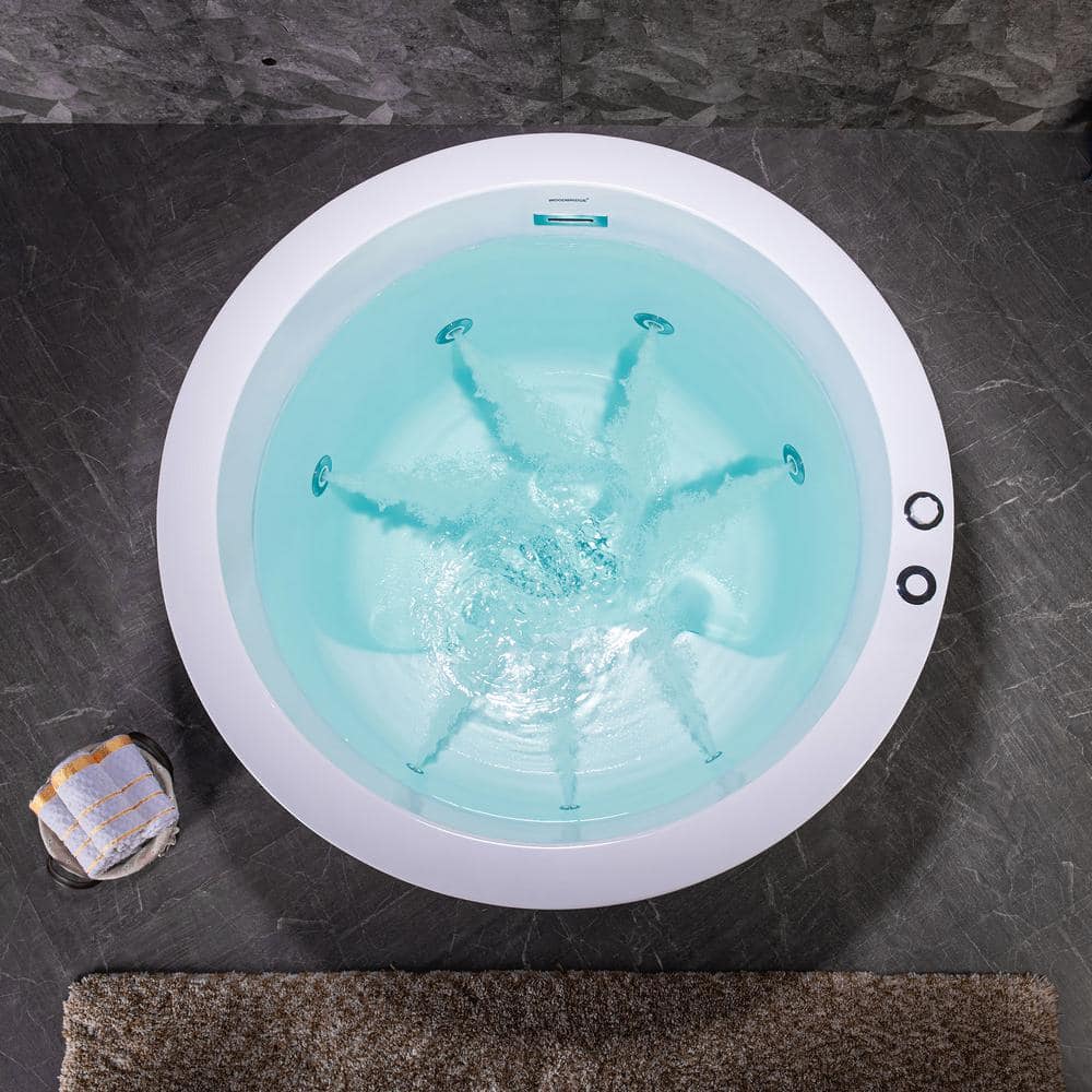 41'' White Freestanding Acrylic Whirlpool Round Bathtub