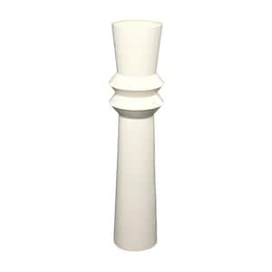 38 in. Cream Tall Art Deco Fluted Floor Metal Decorative Vase