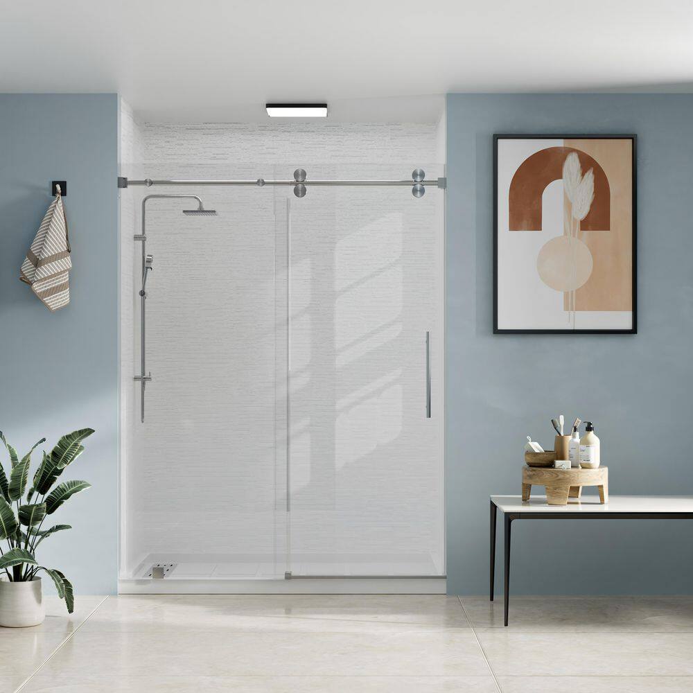 32 in. L x 60 in. W x 96 in. H Alcove Shower Stall/Kit Sliding Door in Brushed Nickel with Center Drain and Rock Pattern price history on PriceWatchPro
