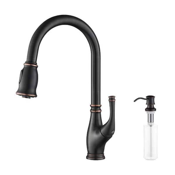 16.38 in. H 1.8 GPM Pull Down Sprayer Kitchen Faucet with 360° Spout Swivel, Soap Dispenser in Oil Rubbed Bronze