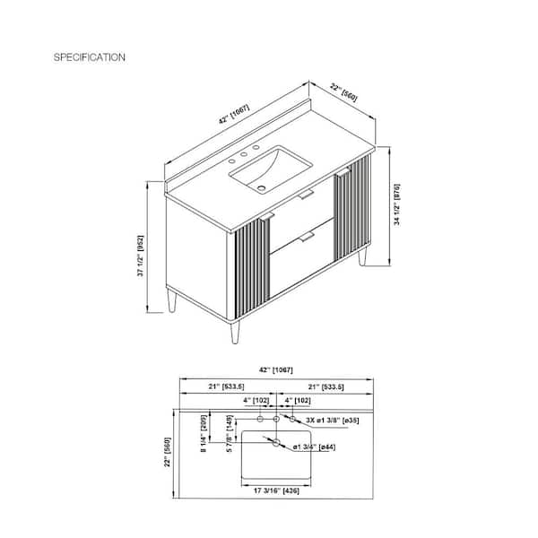 OVE Decors Gabi 42 in. Single Sink Rustic Ash Bath Vanity with