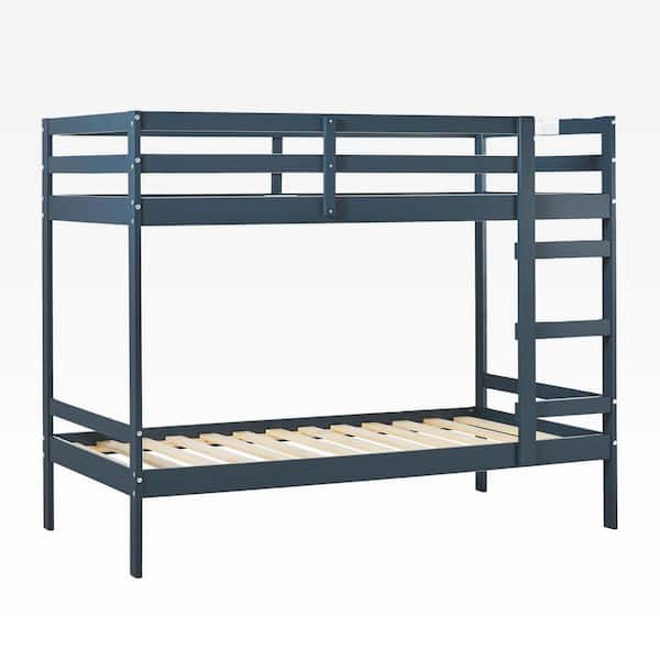 Midnight Navy Twin Over Twin Modern Wood Bunk Bed