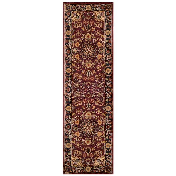 SAFAVIEH Classic Burgundy/Navy 2 ft. x 10 ft. Border Runner Rug