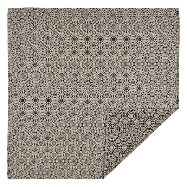 VHC Brands Custom House Black Tan Primitive Jacquard Medallion Queen Cotton Blend Coverlet