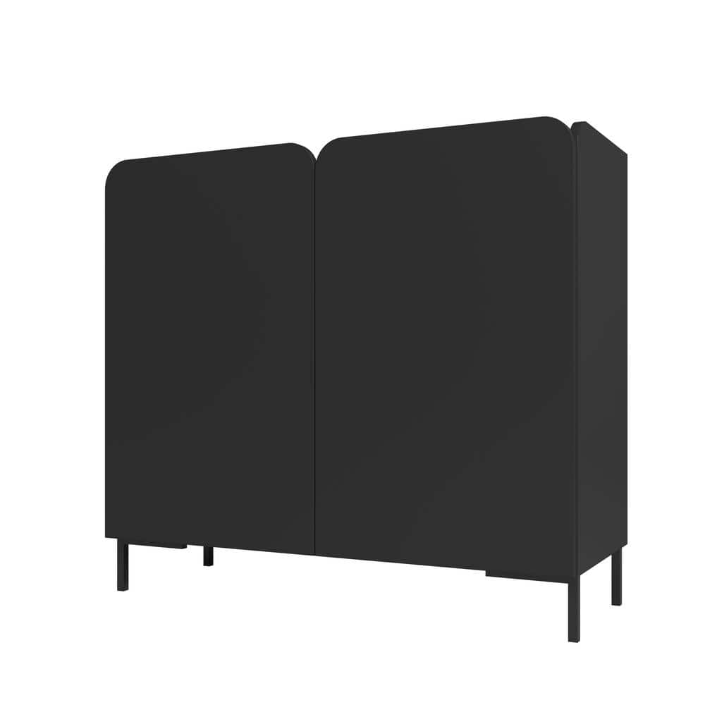 Black Mid-Century Modern Freestanding Office Cabinet