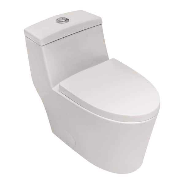 One-Piece 1.1/1.6 GPF Single Flush Round Bidet Toilet in White Soft Close Seat Included