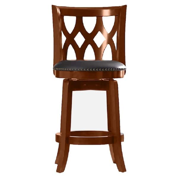 Cathedral 24 in. Cherry Swivel Cushioned Bar Stool