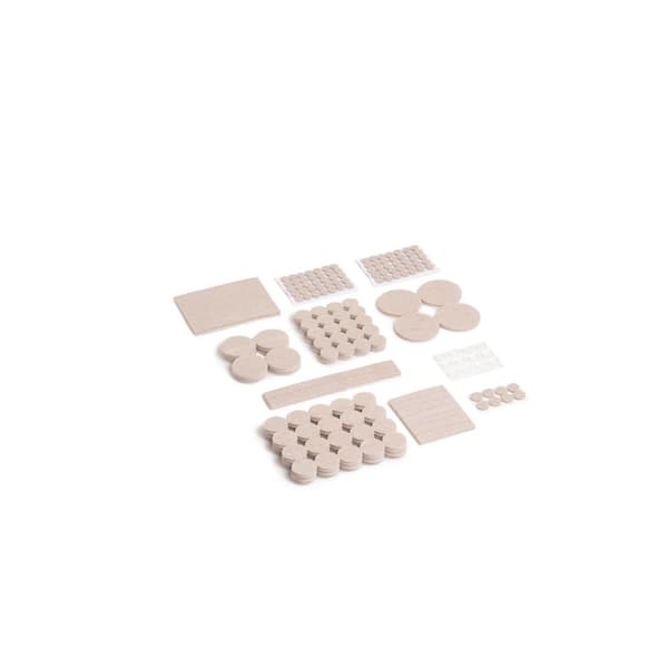 SUPER SLIDERS Assorted Beige Heavy-Duty Bumpers and Felt Pads (210-Pack)