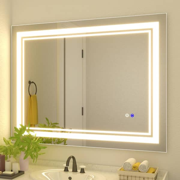 Large Bathroom Vanity Mirror with LED Lighted Edges :: IMPECCABLE