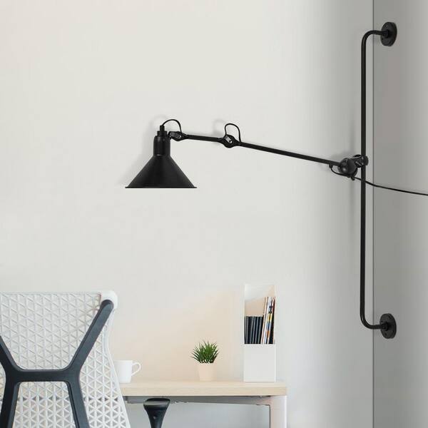 OUKANING 1-Light Black Modern Plug-In Swing Arm Wall Lamp
