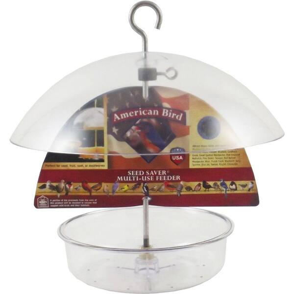 Droll Yankees 7 in. Tray American Bird Seed Saver Dish Feeder with 10 in. Adjustable Dome