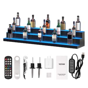 54-Bottles LED Lighted Liquor Bottle Display 60 in. Illuminated Home Bar Shelf 7-Static Colors Acrylic Wine Racks