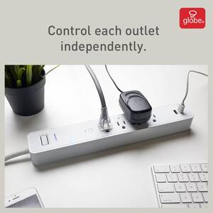 Wi-Fi Smart 4 ft. Cord 4-Outlet Surge Protector 2 USB Port Power Strip, No Hub Required and Voice Activated, White