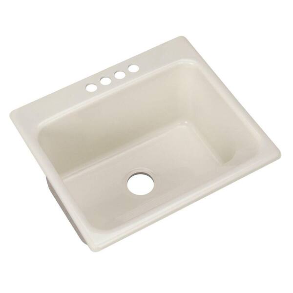 Thermocast Kensington Drop-In Acrylic 25 in. 4-Hole Single Bowl Utility Sink in Biscuit