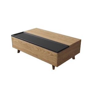 51.2 in. Black Rectangle Wood Lift Top Coffee Table