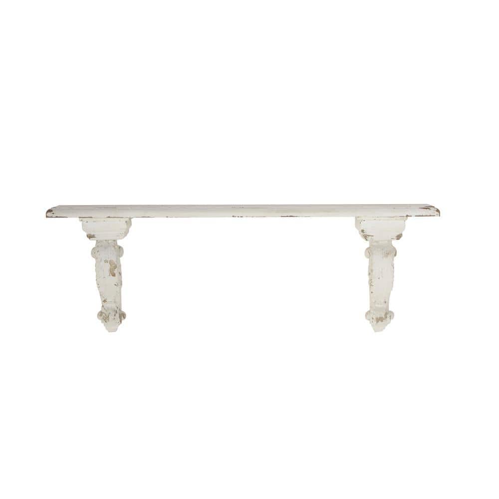 Modern White and Medium Wood 3-Tier Floating Wall Shelf