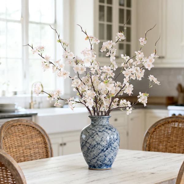 31.5 in. Botanical Spring White Indoor Artificial Cherry Blossom