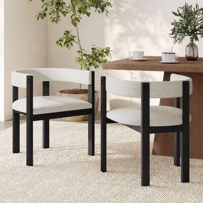 Myra Beige+Black Polyester Blend Upholstered Dining Chairs (Set of 2)